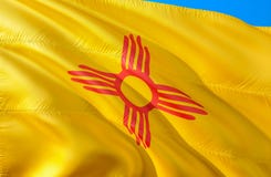 New Mexico flag. 3D Waving USA state flag design. The national US symbol of New Mexico state, 3D rendering. National colors and stock photos New Mexico flag. 3D Waving USA state flag design. The national US symbol of New Mexico state, 3D rendering. National colors and stock photos
