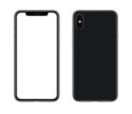 New modern smartphone mockup similar to iPhone X front and back sides isolated on white background