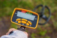 Modern treasure hunter metal detector royalty free stock photography Modern treasure hunter metal detector royalty free stock photography
