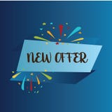 NEW OFFER isolated on BLUE background. Realistic vector paper template for promo and sale advertising. - Vector royalty free illustration NEW OFFER isolated on BLUE background. Realistic vector paper template for promo and sale advertising. - Vector royalty free illustration