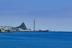 Paritutu and port Taranaki stock photos Paritutu and port Taranaki stock photos