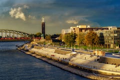 New Rhine Embankment in Cologne royalty free stock photo New Rhine Embankment in Cologne royalty free stock photo