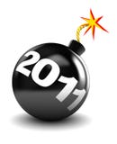 New year. 3d illustration of bomb with 2011 label, new year start concept stock illustration New year. 3d illustration of bomb with 2011 label, new year start concept stock illustration