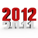 New Year 2012 Pushing 2011 Down - A 3d Image Stock Photos New Year 2012 Pushing 2011 Down - A 3d Image Stock Photos