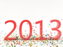 New Year 2013. Render pf a 2013 red Christmas text with a lot of colorful confetti vector illustration New Year 2013. Render pf a 2013 red Christmas text with a lot of colorful confetti vector illustration