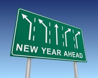 New year ahead road sign 3d illustration Stock Image New year ahead road sign 3d illustration Stock Image