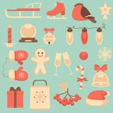 New Year And Christmas Icons Set Royalty Free Stock Photography