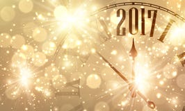 2017 New Year banner with clock. 2017 New Year shining banner with clock. Vector illustration royalty free illustration 2017 New Year banner with clock. 2017 New Year shining banner with clock. Vector illustration royalty free illustration