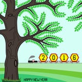New year 2016 billboard on train. New year 2016 billboard in a retro freight train on green countryside with happy new year message. Can be used to signify end stock illustration New year 2016 billboard on train. New year 2016 billboard in a retro freight train on green countryside with happy new year message. Can be used to signify end stock illustration