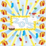 2015 new year, cake, sheep. vector illustration. 2015 new year card with white sheep. vector illustration royalty free illustration 2015 new year, cake, sheep. vector illustration. 2015 new year card with white sheep. vector illustration royalty free illustration