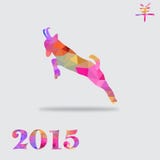 New year card. New Year 2015 card with goat silhouette made by colorful geometric triangles. Chinese astrological sign. New year background, invitation, greeting vector illustration New year card. New Year 2015 card with goat silhouette made by colorful geometric triangles. Chinese astrological sign. New year background, invitation, greeting vector illustration