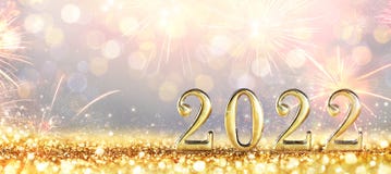 2022 New Year Celebration - Golden Numbers On Glitter