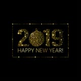 New Year 2019 Christmas Background. Gold bright disco dots. Half. Tone xmas ball. Golden border using halftone circle dots. Christmas design element. Vector stock illustration New Year 2019 Christmas Background. Gold bright disco dots. Half. Tone xmas ball. Golden border using halftone circle dots. Christmas design element. Vector stock illustration