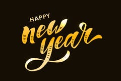 New Year Christmas lettering Calligraphy Brush Text Holiday Sticker gold. Illustration royalty free illustration New Year Christmas lettering Calligraphy Brush Text Holiday Sticker gold. Illustration royalty free illustration