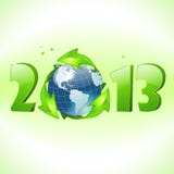 New Year Concept. With Earth and Environmental Arrows, City Skyline, Tree and Birds, isolated on white background icon, vector illustration stock illustration New Year Concept. With Earth and Environmental Arrows, City Skyline, Tree and Birds, isolated on white background icon, vector illustration stock illustration