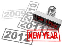 New year concept. 3d illustration of stamp with year numbers, and red stamp with text new year vector illustration New year concept. 3d illustration of stamp with year numbers, and red stamp with text new year vector illustration