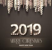The 2019 New Year Count Symbol with Light Bulbs royalty free illustration The 2019 New Year Count Symbol with Light Bulbs royalty free illustration