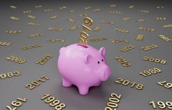 New Year 2019 Creative Design Concept with Piggy Bank. 3D Rendered Image royalty free illustration New Year 2019 Creative Design Concept with Piggy Bank. 3D Rendered Image royalty free illustration