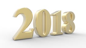 New year 2018 3d. Gold with white background stock illustration New year 2018 3d. Gold with white background stock illustration