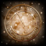 New Year 2018 gold background with bronze old clock. Greetings New Year banner with sepia background. Vector. New Year 2018 gold background with bronze old clock vector illustration New Year 2018 gold background with bronze old clock. Greetings New Year banner with sepia background. Vector. New Year 2018 gold background with bronze old clock vector illustration