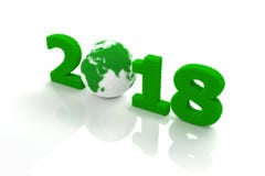 New Year 2018 with Grass. 3D Rendering Image royalty free illustration New Year 2018 with Grass. 3D Rendering Image royalty free illustration