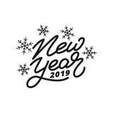 New Year 2019. Happy New Year 2019 hand lettering label. Hand drawn logo for New Year card, poster, design etc Stock Photography New Year 2019. Happy New Year 2019 hand lettering label. Hand drawn logo for New Year card, poster, design etc Stock Photography