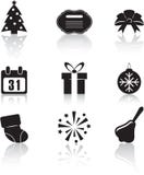 New Year icons. Set of nine black new year icons royalty free illustration New Year icons. Set of nine black new year icons royalty free illustration