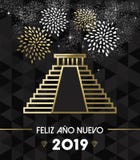 New Year 2019 mexico chichen itza travel gold stock illustration New Year 2019 mexico chichen itza travel gold stock illustration