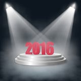 New Year 2016 Monkey standing on a pedestal with. Steps lit two lights in the fog. Vector EPS10 royalty free illustration New Year 2016 Monkey standing on a pedestal with. Steps lit two lights in the fog. Vector EPS10 royalty free illustration