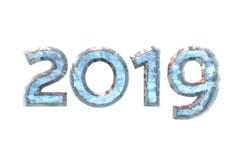 2019 New Year. numeral ice on white isolated background. 3D rend. New Year 2019. Numeral blue ice on white isolated background for calendar design. 3D rendering stock illustration 2019 New Year. numeral ice on white isolated background. 3D rend. New Year 2019. Numeral blue ice on white isolated background for calendar design. 3D rendering stock illustration