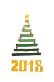 New Year`s Christmas tree with balls and numbers 2018 painted wi. New Year`s green Christmas tree with balls and numbers 2018 painted with watercolor markers on royalty free illustration New Year`s Christmas tree with balls and numbers 2018 painted wi. New Year`s green Christmas tree with balls and numbers 2018 painted with watercolor markers on royalty free illustration
