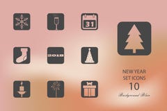 New Year. Set of flat icons on blurred background. Vector illustration vector illustration New Year. Set of flat icons on blurred background. Vector illustration vector illustration