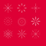 New year set of snowflakes on a red background. Snowflakes for use in design stock illustration New year set of snowflakes on a red background. Snowflakes for use in design stock illustration