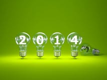 2014 New Year sign inside light bulbs. On green background royalty free illustration 2014 New Year sign inside light bulbs. On green background royalty free illustration