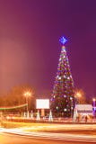 New Year tree with illumination in the city royalty free stock image New Year tree with illumination in the city royalty free stock image