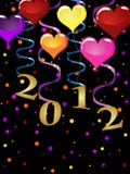 New years eve 2012. Illustration of colorful balloons and golden numbers on a confetti background stock illustration New years eve 2012. Illustration of colorful balloons and golden numbers on a confetti background stock illustration