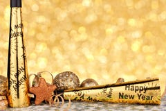 New Years Eve party border with twinkling light background