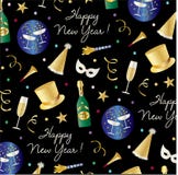 New years eve pattern with top hats, champagne masks and confetti stock illustration New years eve pattern with top hats, champagne masks and confetti stock illustration