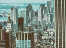 NEW YORK CITY - JUNE 9, 2013: Aerial view of Midtown skyscrapers royalty free stock image NEW YORK CITY - JUNE 9, 2013: Aerial view of Midtown skyscrapers royalty free stock image