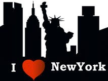 New York city silhouette I love NY royalty free illustration New York city silhouette I love NY royalty free illustration