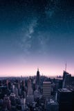 New york city skyline with an epic milky way