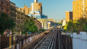New York das Bronx-Stadt Bahn- Zug-Tag-timelapse New York das Bronx-Stadt Bahn- Zug-Tag-timelapse