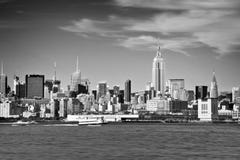 New York skyline and Hudson river in black and white stock images New York skyline and Hudson river in black and white stock images