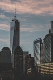 New York Skyline at sunset, seen from the Hudson River royalty free stock photo New York Skyline at sunset, seen from the Hudson River royalty free stock photo