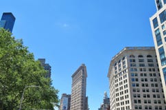 New York, USA - 19. Juni 2017 - ein New- York Citymarkstein, das flache Eisen-Gebäude Stockfotografie New York, USA - 19. Juni 2017 - ein New- York Citymarkstein, das flache Eisen-Gebäude Stockfotografie