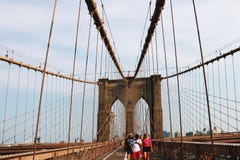 New York, USA - September 2, 2018: Brooklyn Bridge Walk stock image New York, USA - September 2, 2018: Brooklyn Bridge Walk stock image