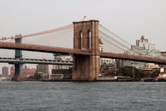 New York, USA - September 2, 2018: Famous Skyline of downtown New York, Brooklin Bridge and Manhattan at the early stock image New York, USA - September 2, 2018: Famous Skyline of downtown New York, Brooklin Bridge and Manhattan at the early stock image