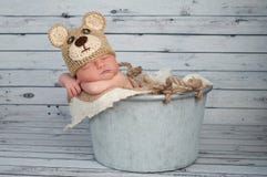 Newborn Baby Boy in a Teaddy Bear Costume