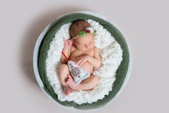 Newborn baby sleeping in round bowl, top view royalty free stock photos Newborn baby sleeping in round bowl, top view royalty free stock photos