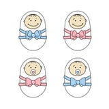 Newborns babies - girls and boys royalty free illustration Newborns babies - girls and boys royalty free illustration